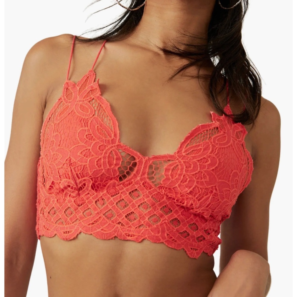 Free People ADELLA Bralette Large Watermelon Coral Orange FP ONE